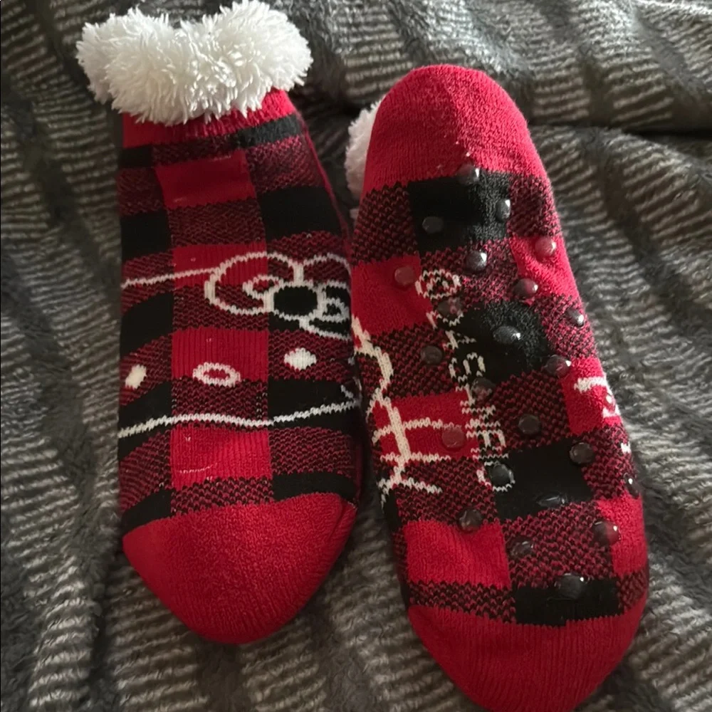 Sanrio Red and Black Plaid Fuzzy Socks
